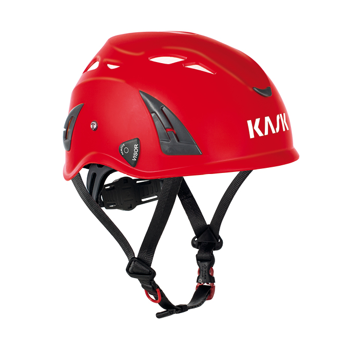 Kask Schutzhelm Plasma AQ, Rigger Helm, Rot, nach EN397 Norm mit Kinnriemen & Knebelverschluss