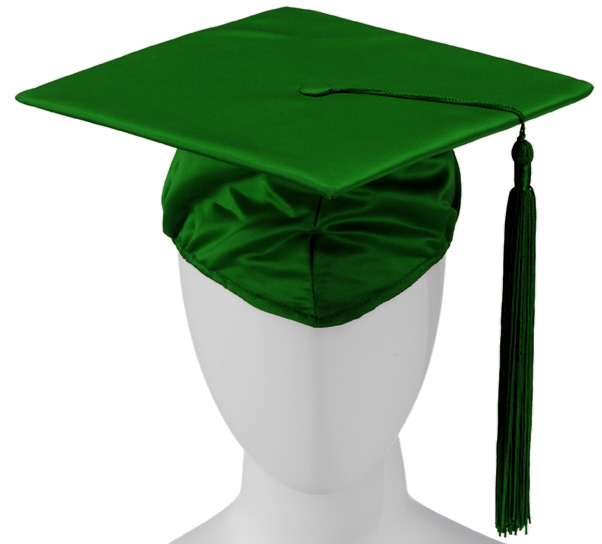 Kokott Doktorhut Grün, Basic Graduation Cap glänzend, mit Tassel