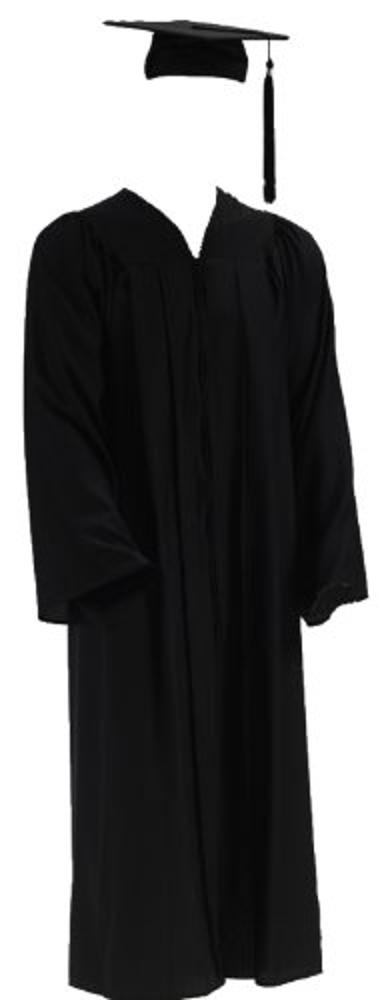 Kokott Graduation Set mit schwarzer Robe und schwarzem Doktorhut, Unisex