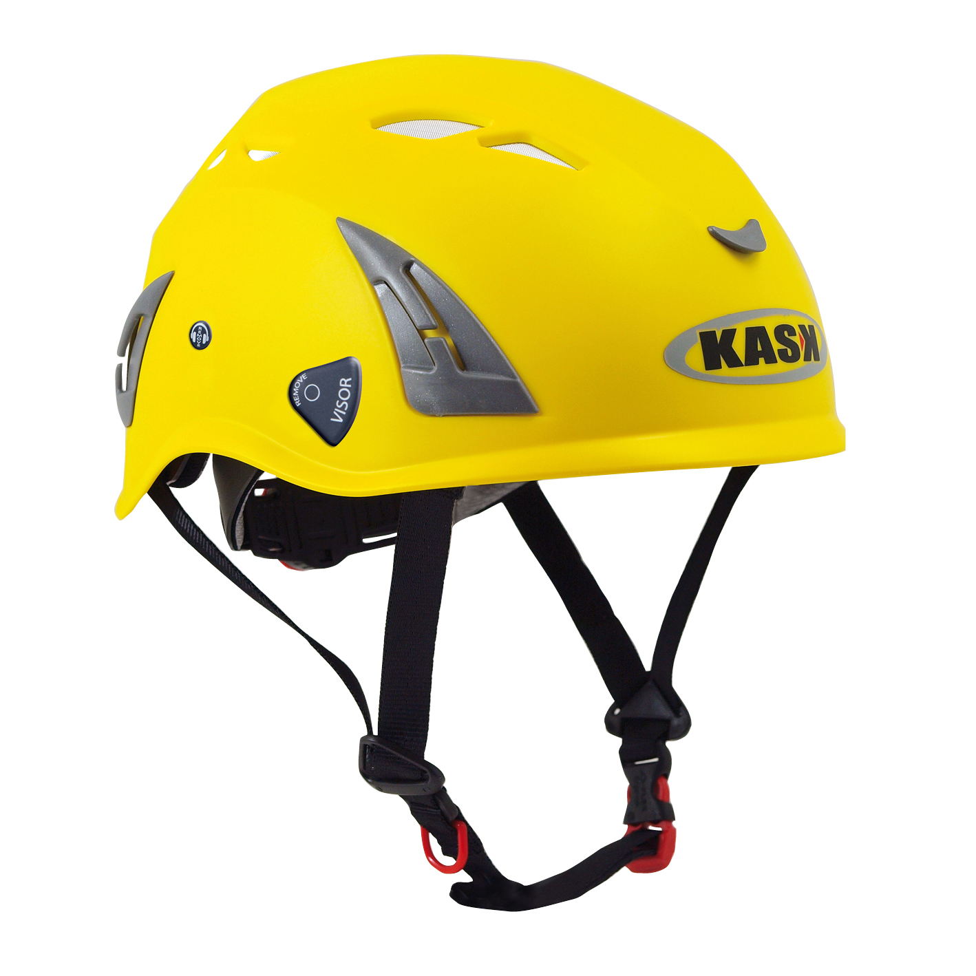 Kask Schutzhelm Plasma AQ, Rigger Helm, Gelb, nach EN397 Norm mit Kinnriemen & Knebelverschluss