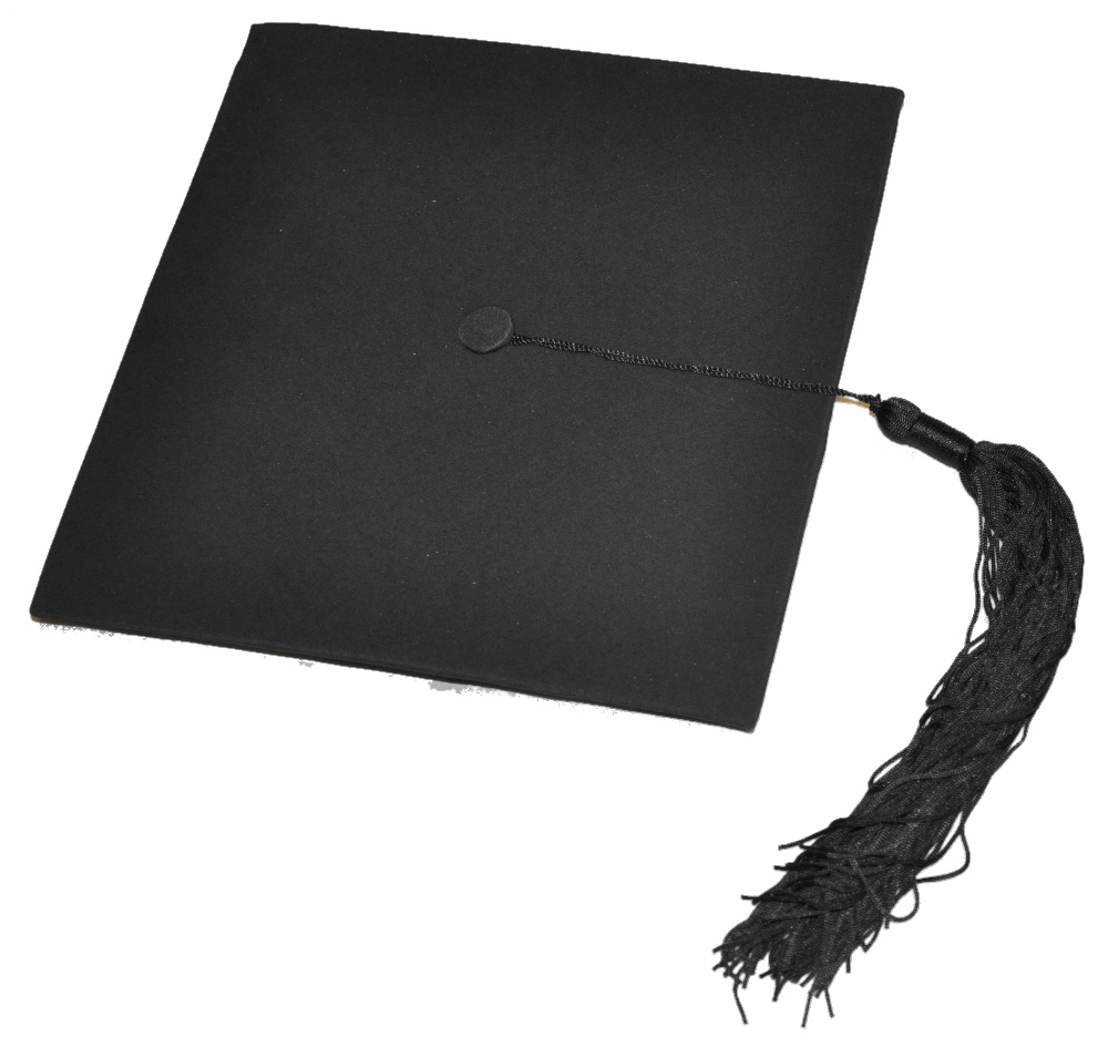 Cap schwarz UN-3 Graduation mit Tassel 100%Polyester Doktorhut matt