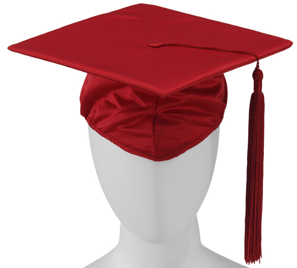 Kokott Doktorhut Rot, Basic Graduation Cap, glänzend, mit Tassel